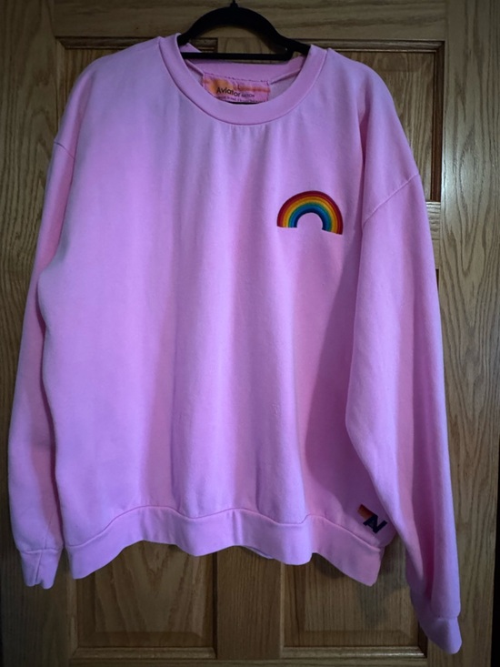 Aviator Nation Tops - Aviator Nation Pastel Pink Rainbow Crewneck